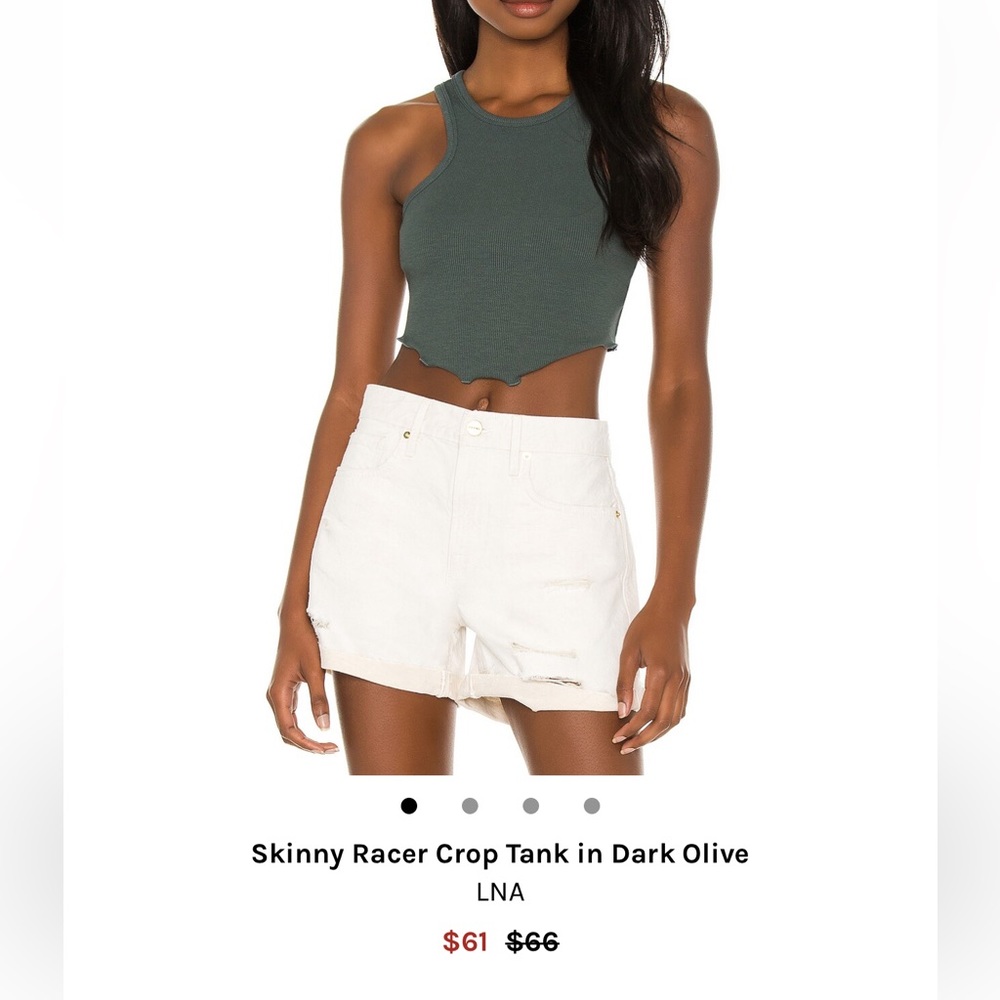 LNA green crop tank top